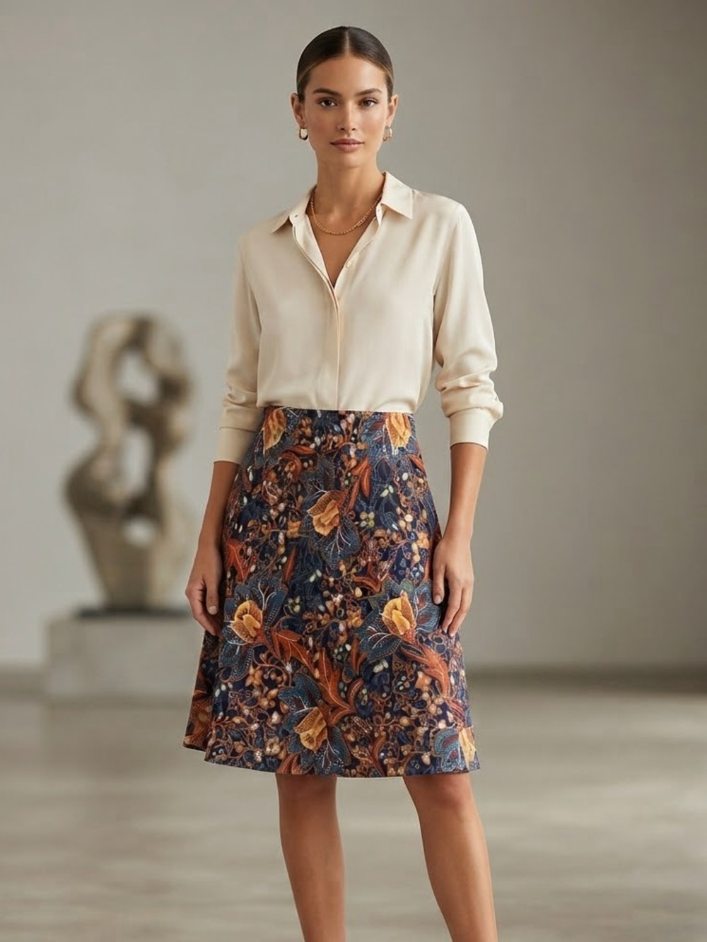 Anthropologie Floral A-Line Mini Skirt